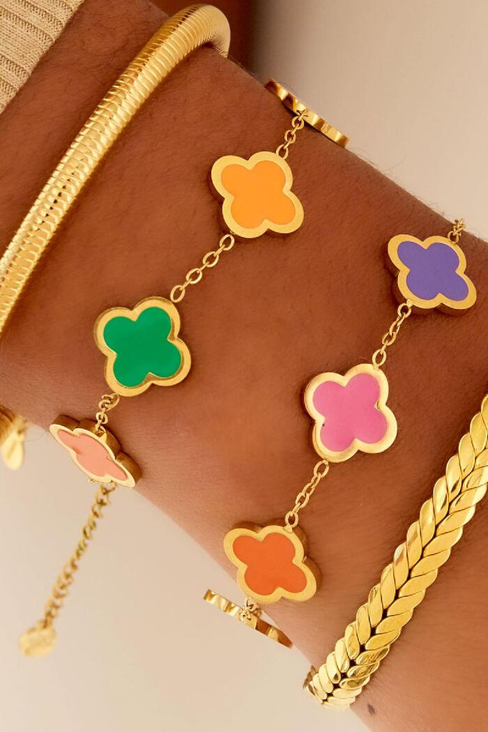 Bracelet with 5 clovers Gold Stainless Steel Picture2